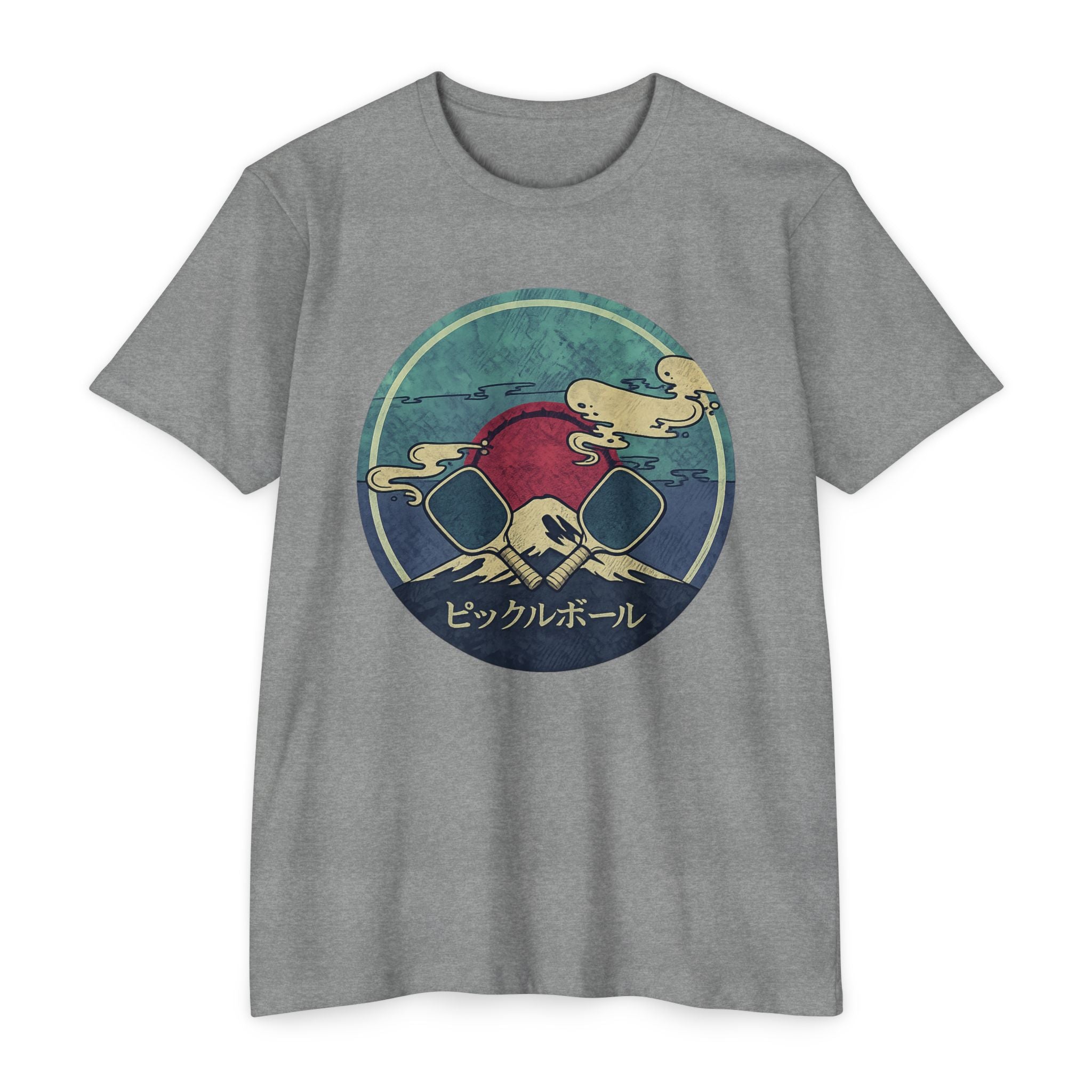 Pickleball Sunset Tee — Vintage Japanese Pickleball Graphic T-Shirt