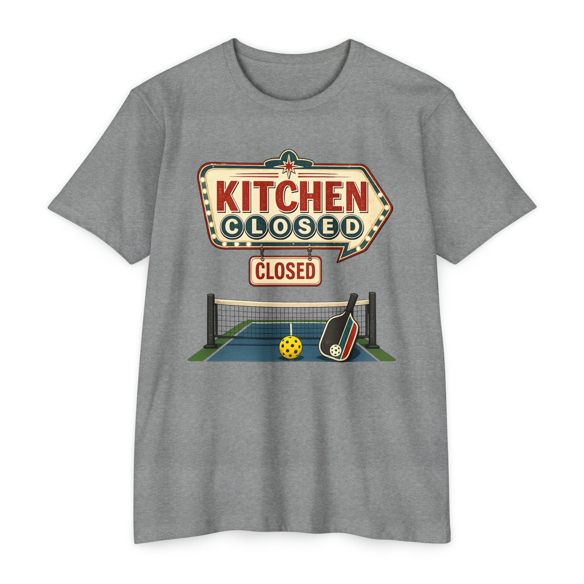 Kitchen Closed Pickleball T-Shirt — Retro Sign Design