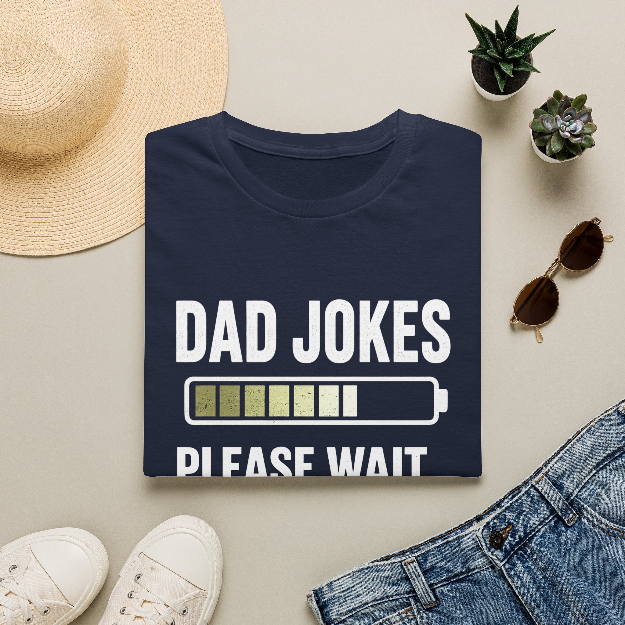 Dad Jokes Please Wait T-Shirt | Loading Battery Graphic Tee