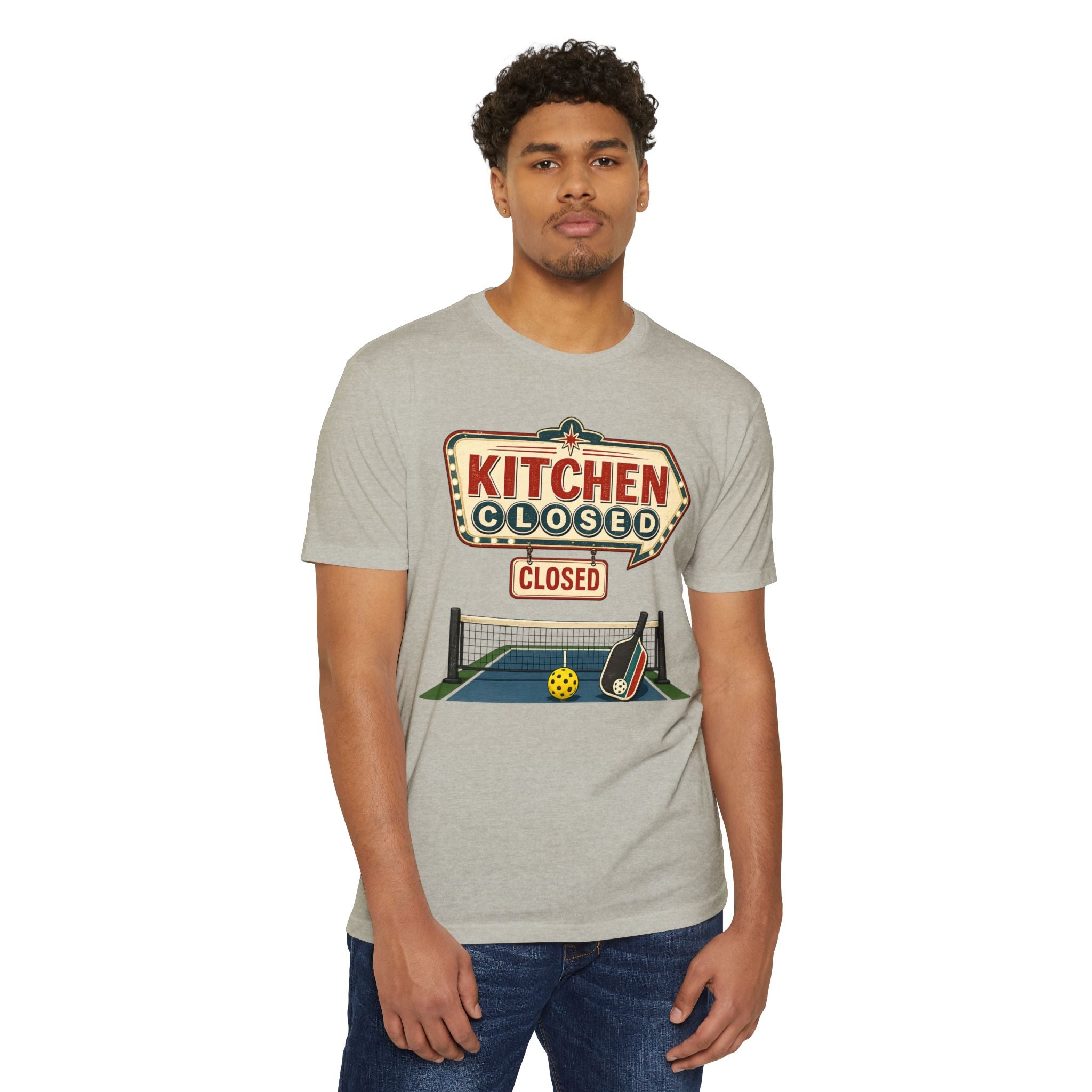 Kitchen Closed Pickleball T-Shirt — Retro Sign Design