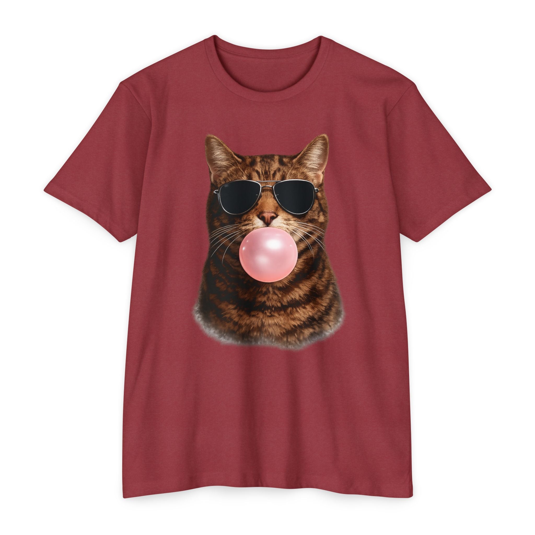 Cat with Sunglasses Blowing Bubble Gum T-Shirt