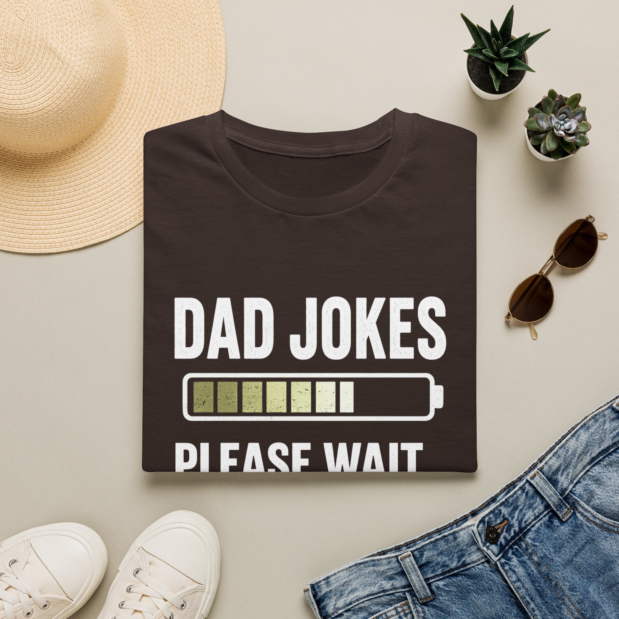 Dad Jokes Please Wait T-Shirt | Loading Battery Graphic Tee