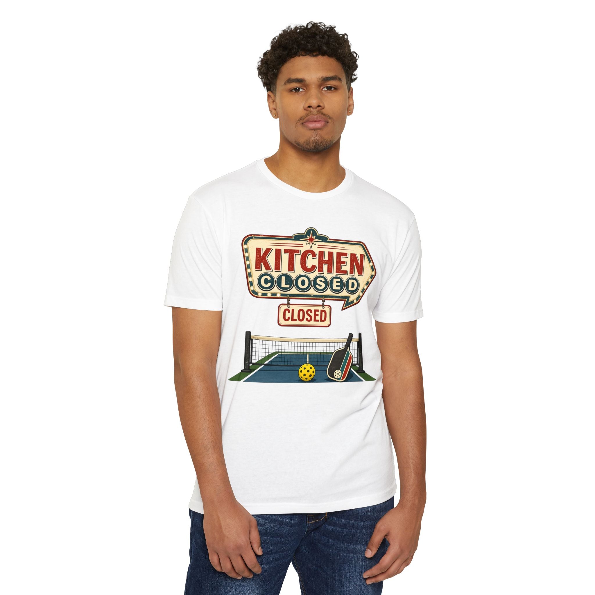 Kitchen Closed Pickleball T-Shirt — Retro Sign Design