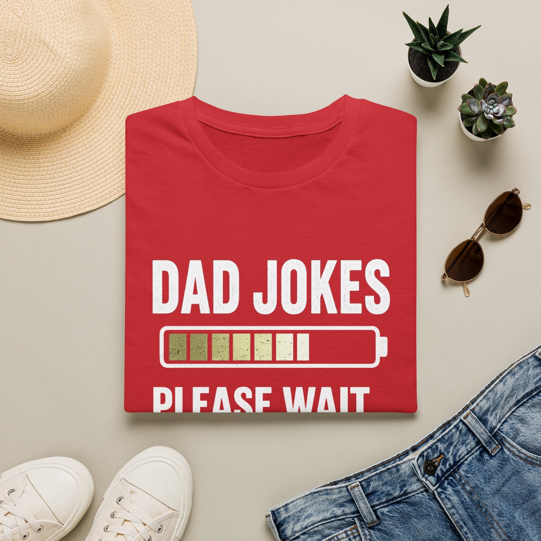 Dad Jokes Please Wait T-Shirt | Loading Battery Graphic Tee
