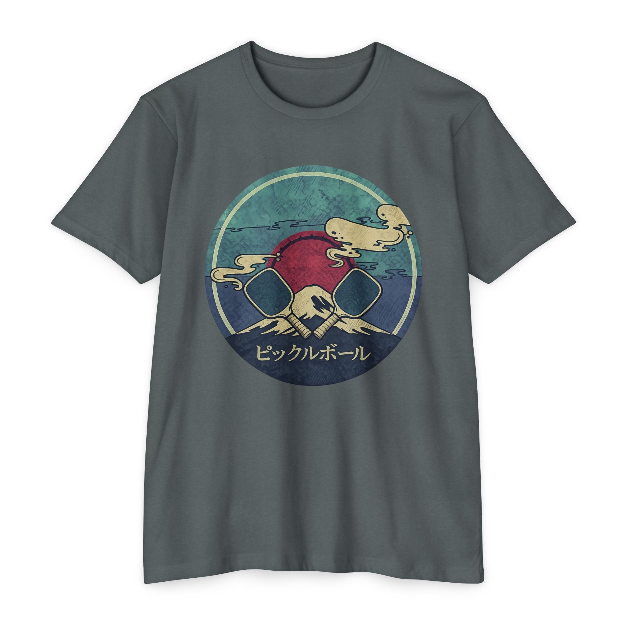 Pickleball Sunset Tee — Vintage Japanese Pickleball Graphic T-Shirt