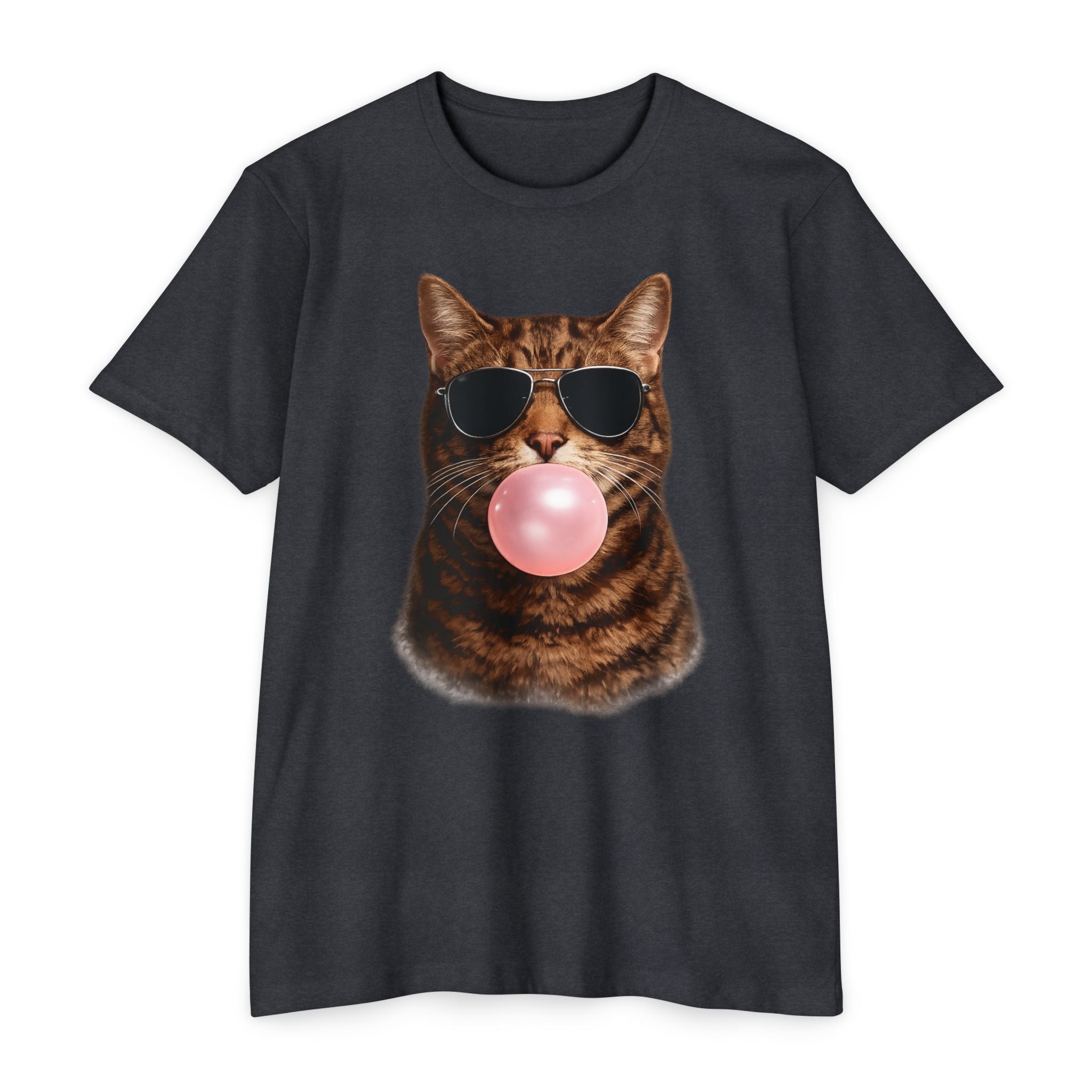Cat with Sunglasses Blowing Bubble Gum T-Shirt