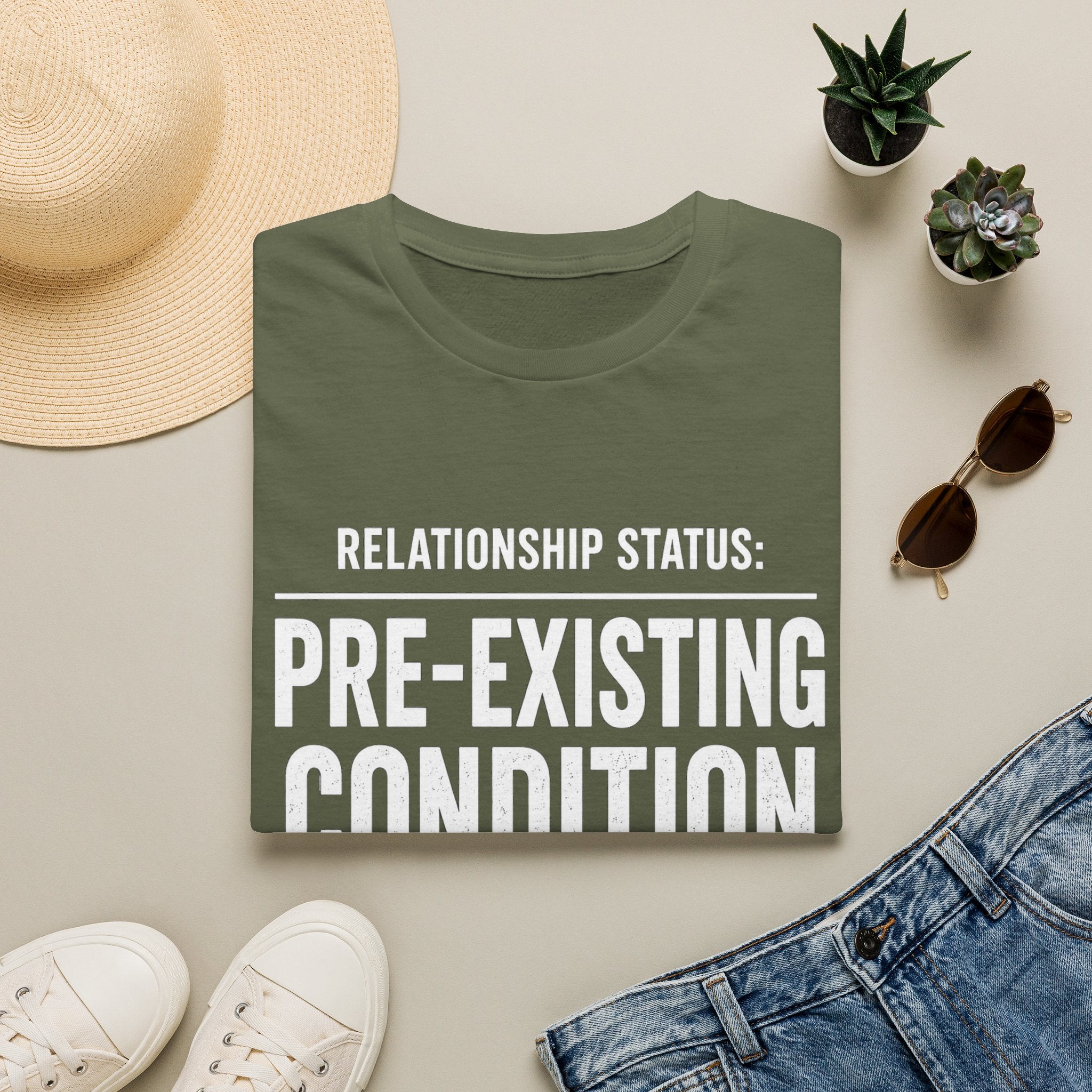 Relationship Status Pre-Existing Condition T-Shirt | Funny Sarcastic Tee