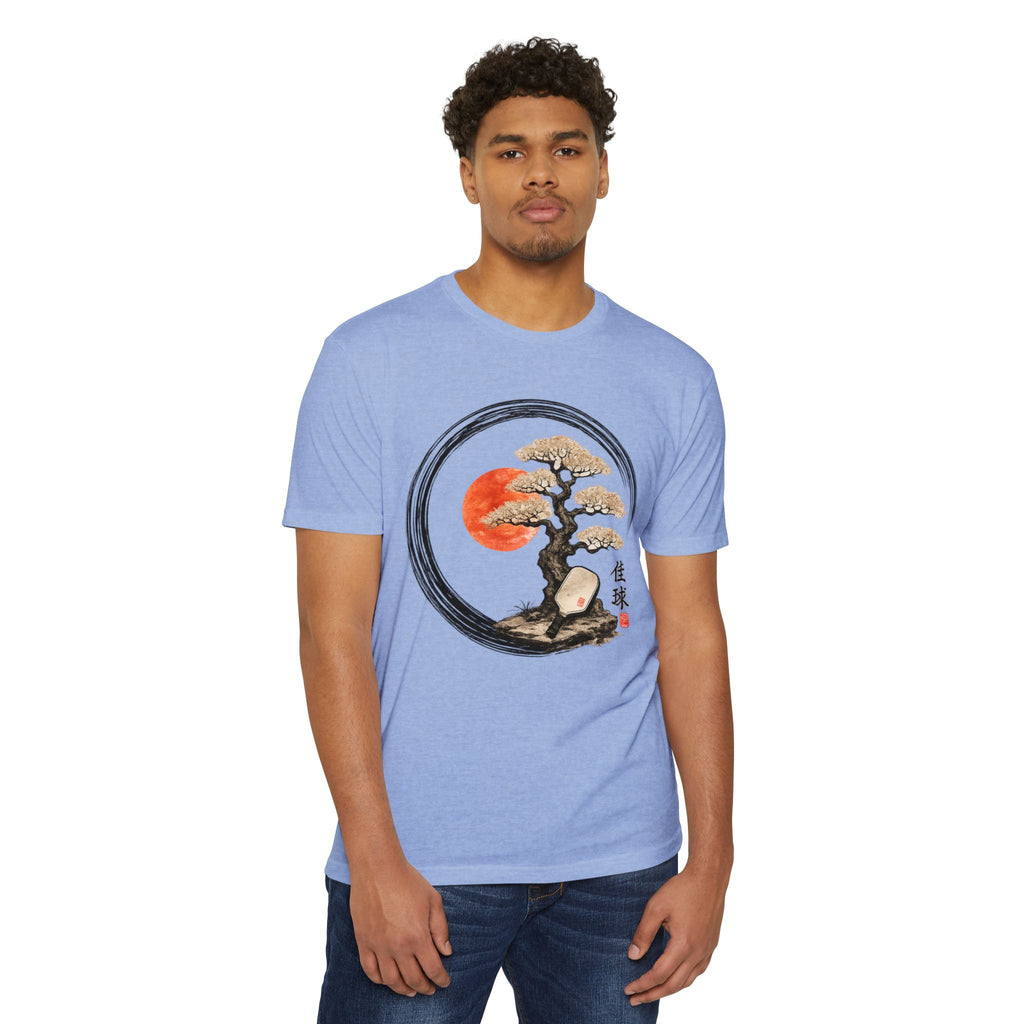 Bonsai Moon T-Shirt — Japanese Ink Circle Design with Red Sun