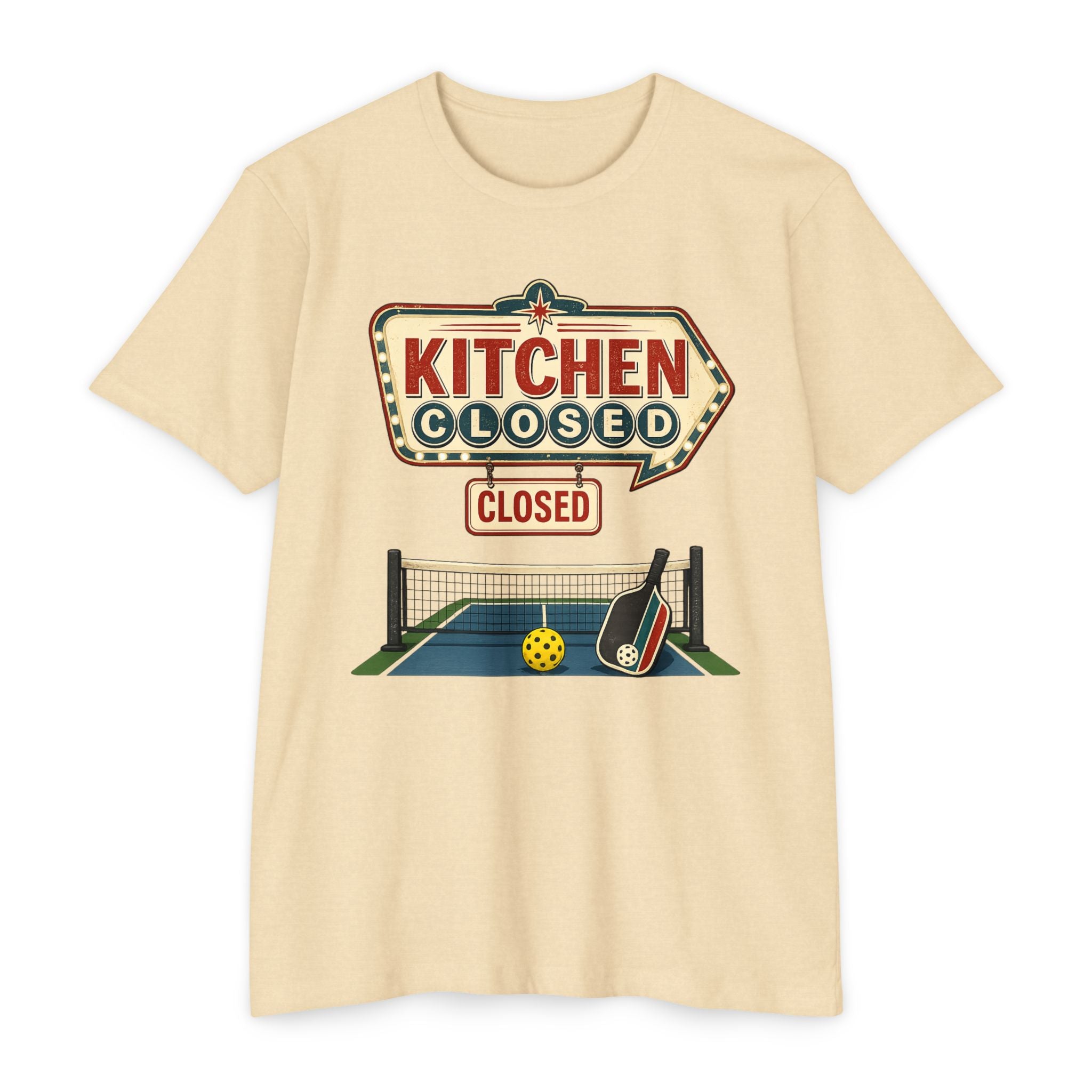 Kitchen Closed Pickleball T-Shirt — Retro Sign Design