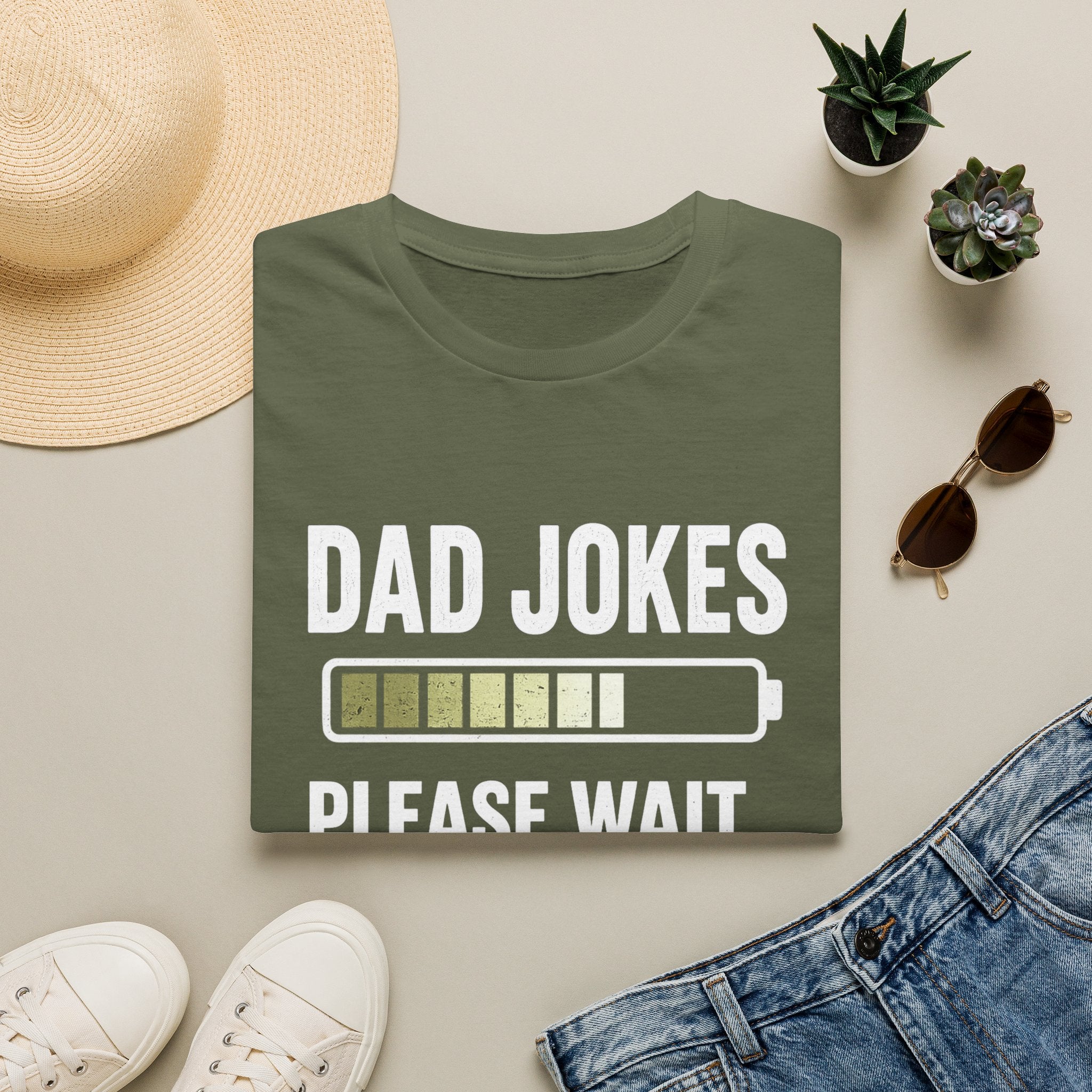Dad Jokes Please Wait T-Shirt | Loading Battery Graphic Tee