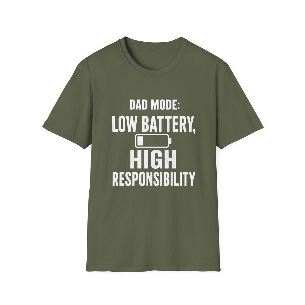 Dad Mode Low Battery High Responsibility T-Shirt | Funny Dad Tee