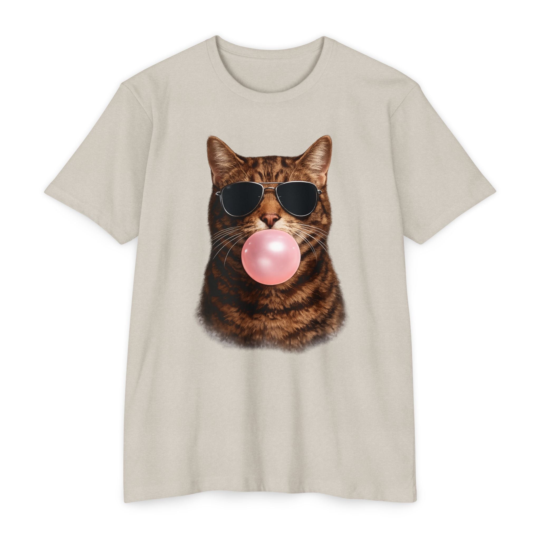 Cat with Sunglasses Blowing Bubble Gum T-Shirt