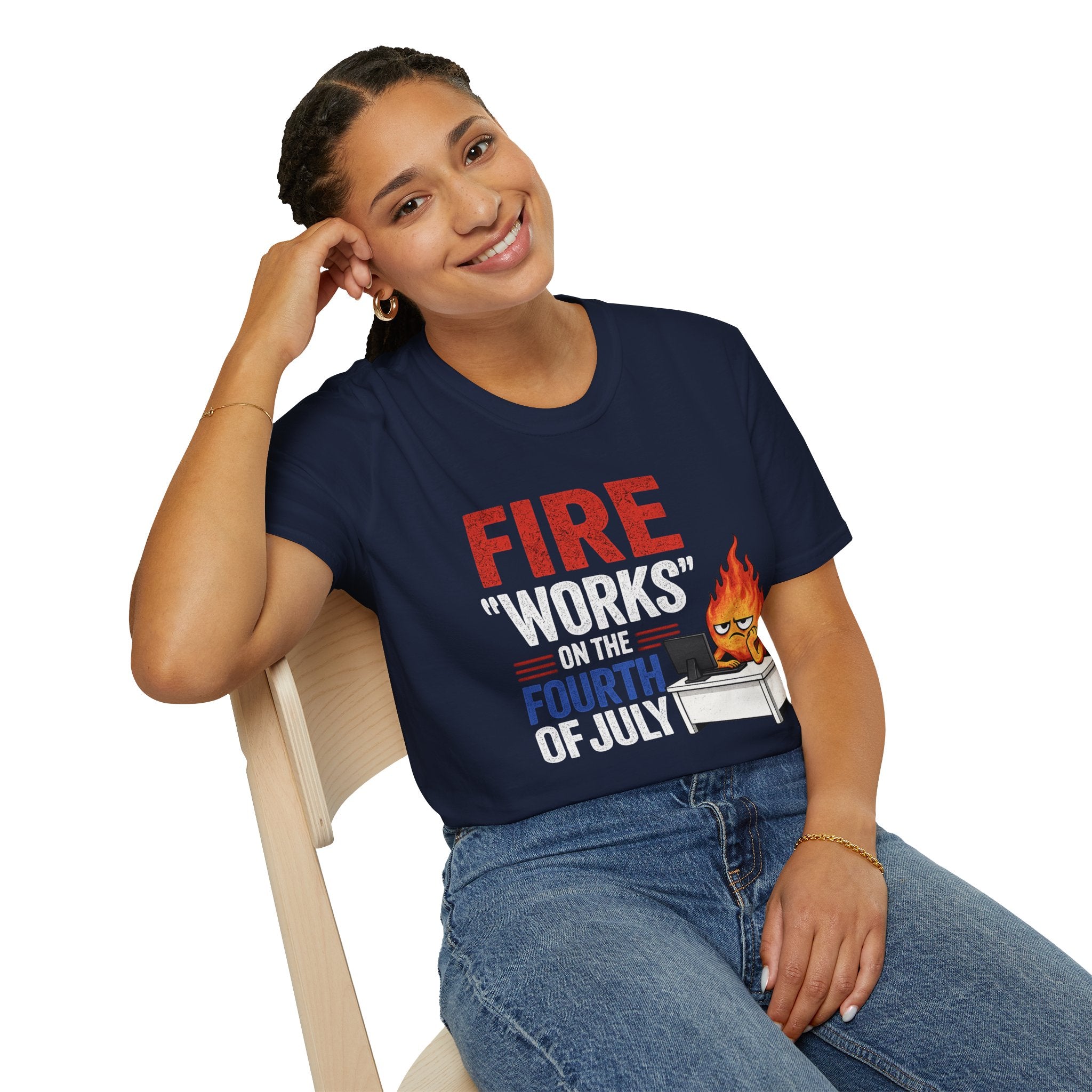 Fire 'Works' on the Fourth T-Shirt | Funny July 4th Fireworks Design