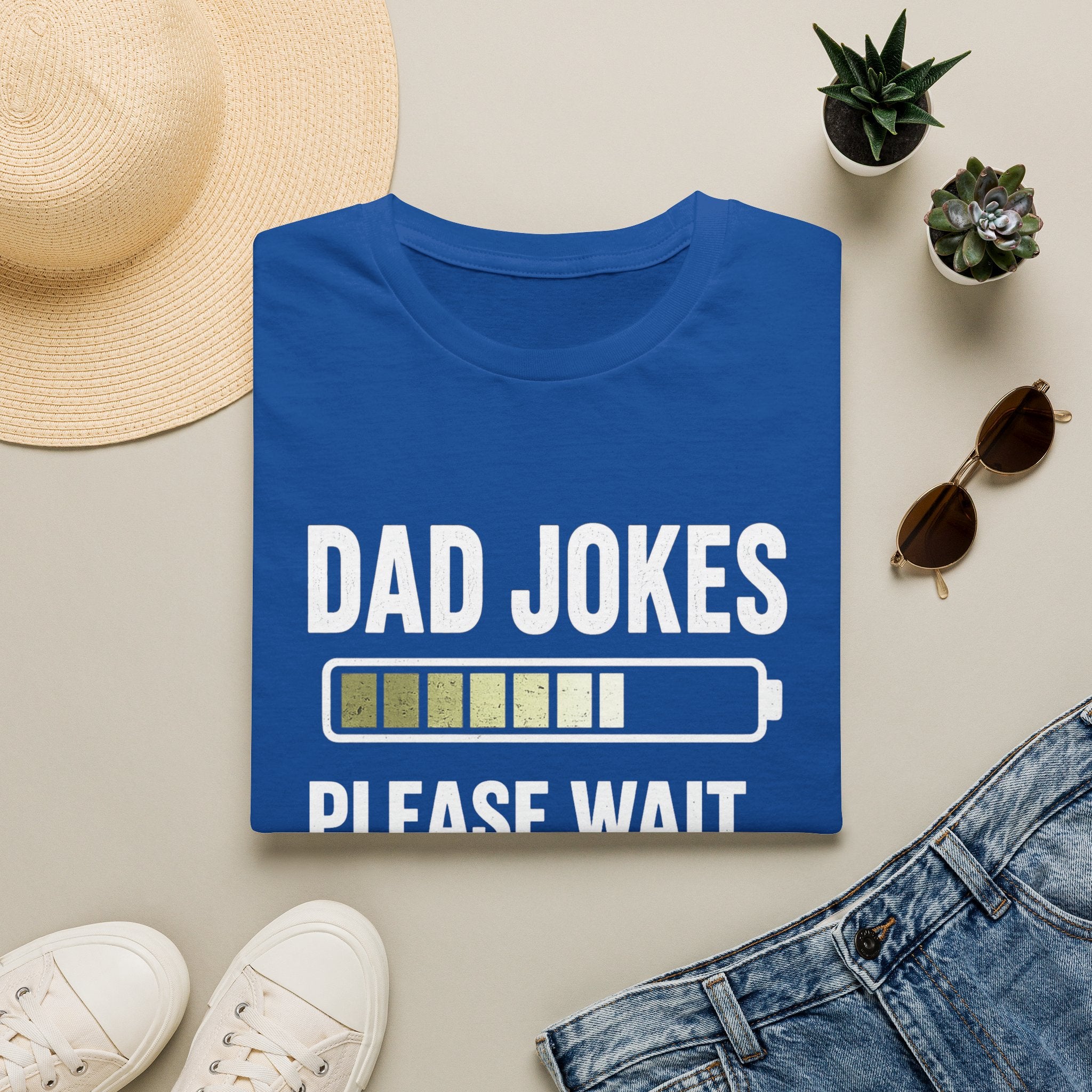 Dad Jokes Please Wait T-Shirt | Loading Battery Graphic Tee
