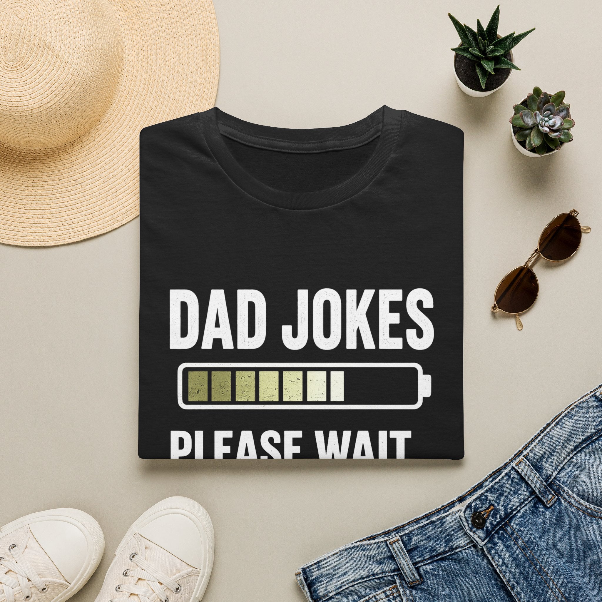 Dad Jokes Please Wait T-Shirt | Loading Battery Graphic Tee