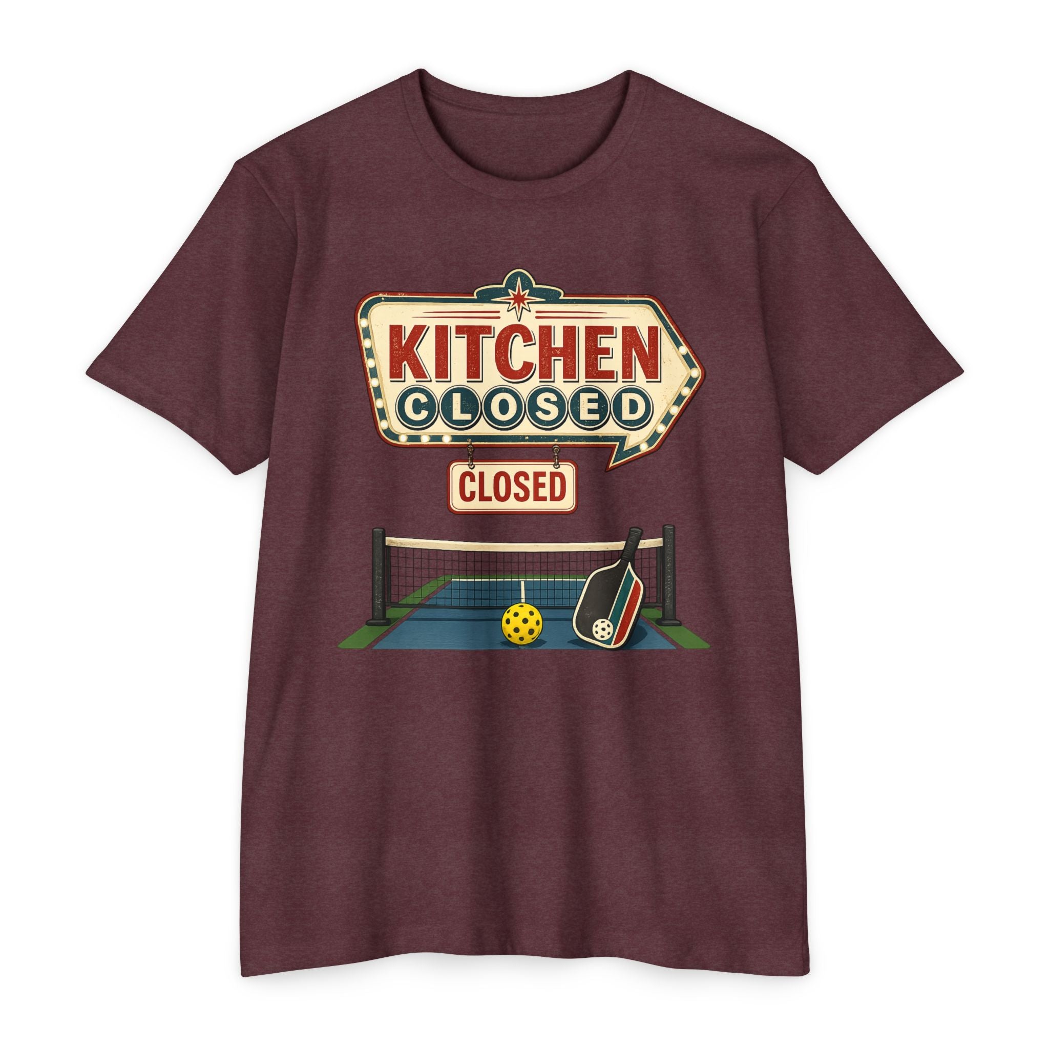 Kitchen Closed Pickleball T-Shirt — Retro Sign Design