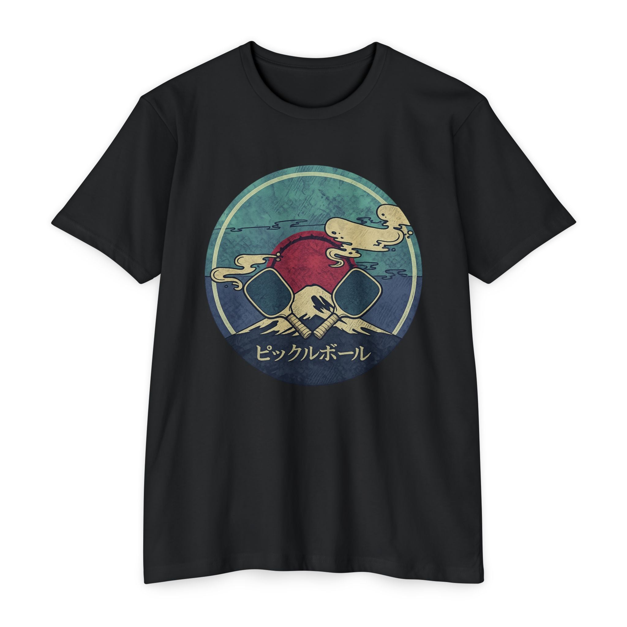 Pickleball Sunset Tee — Vintage Japanese Pickleball Graphic T-Shirt