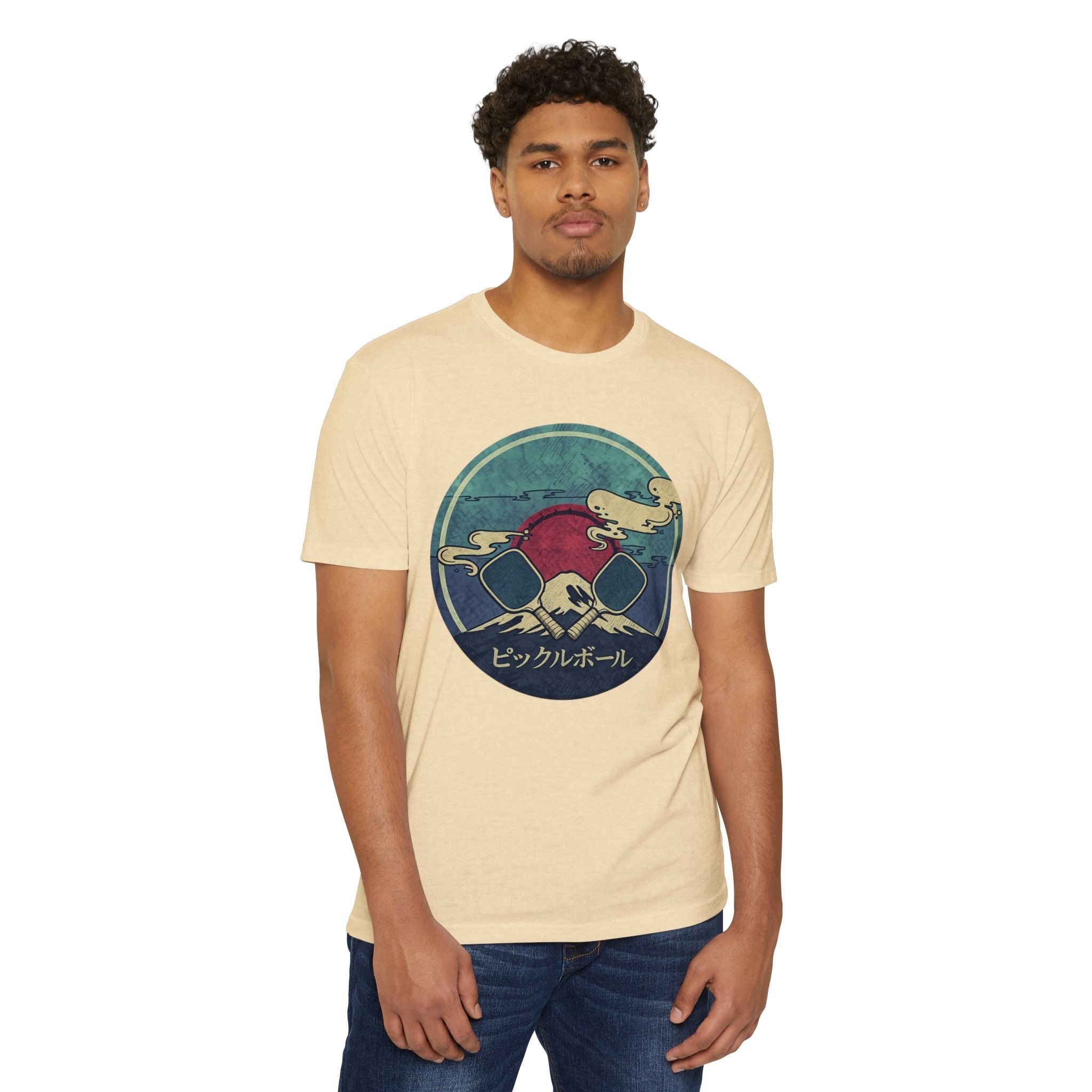 Pickleball Sunset Tee — Vintage Japanese Pickleball Graphic T-Shirt