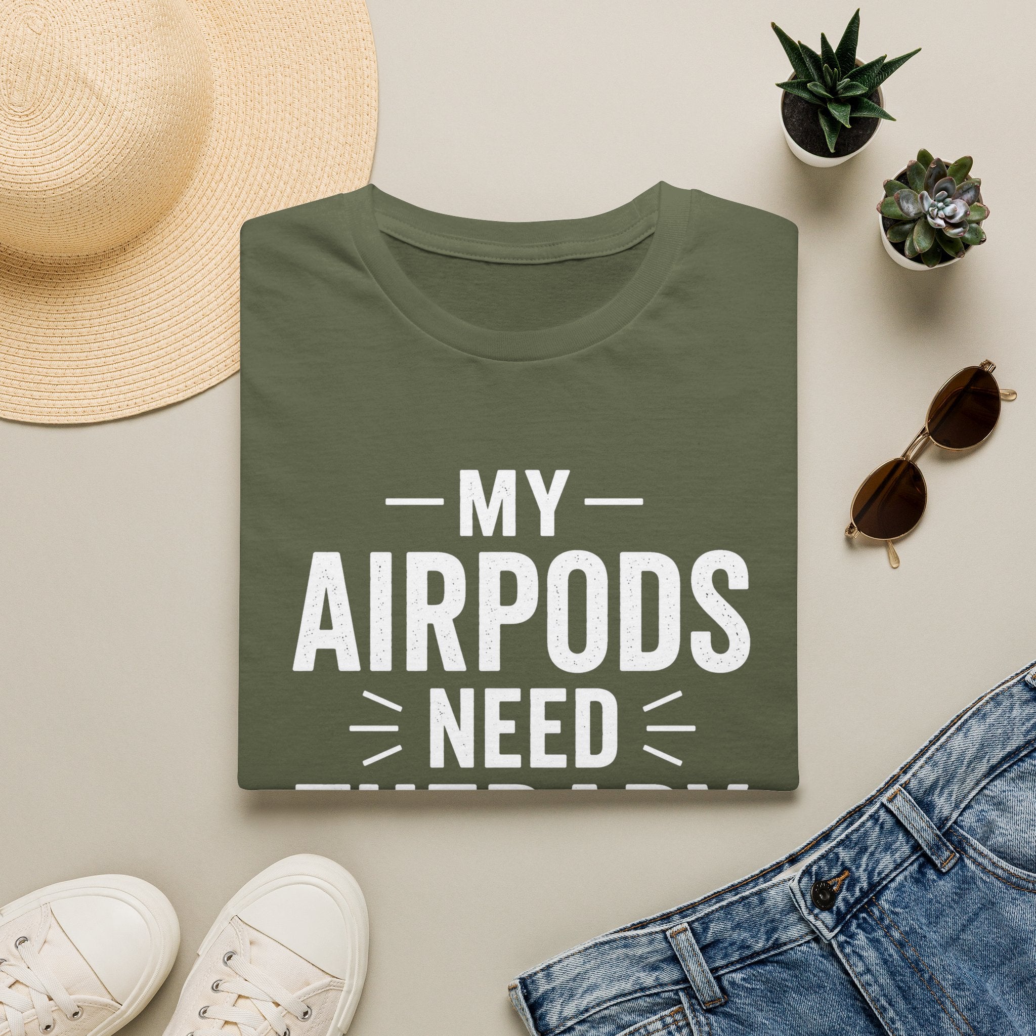 My AirPods Need Therapy T-Shirt | Funny Airpods Graphic Tee