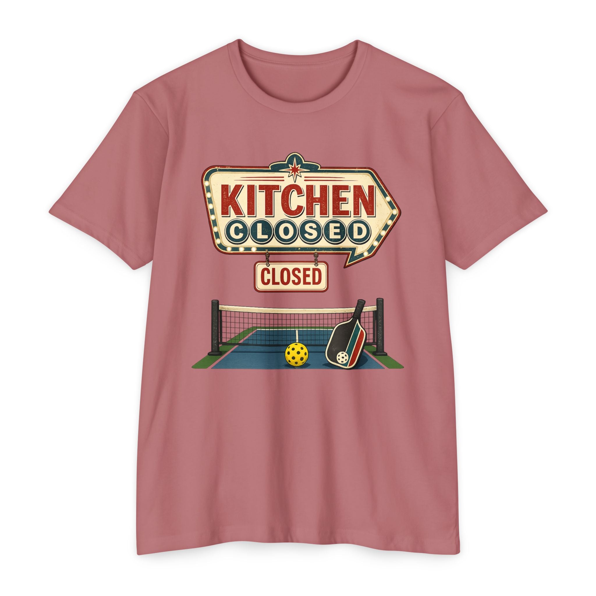 Kitchen Closed Pickleball T-Shirt — Retro Sign Design