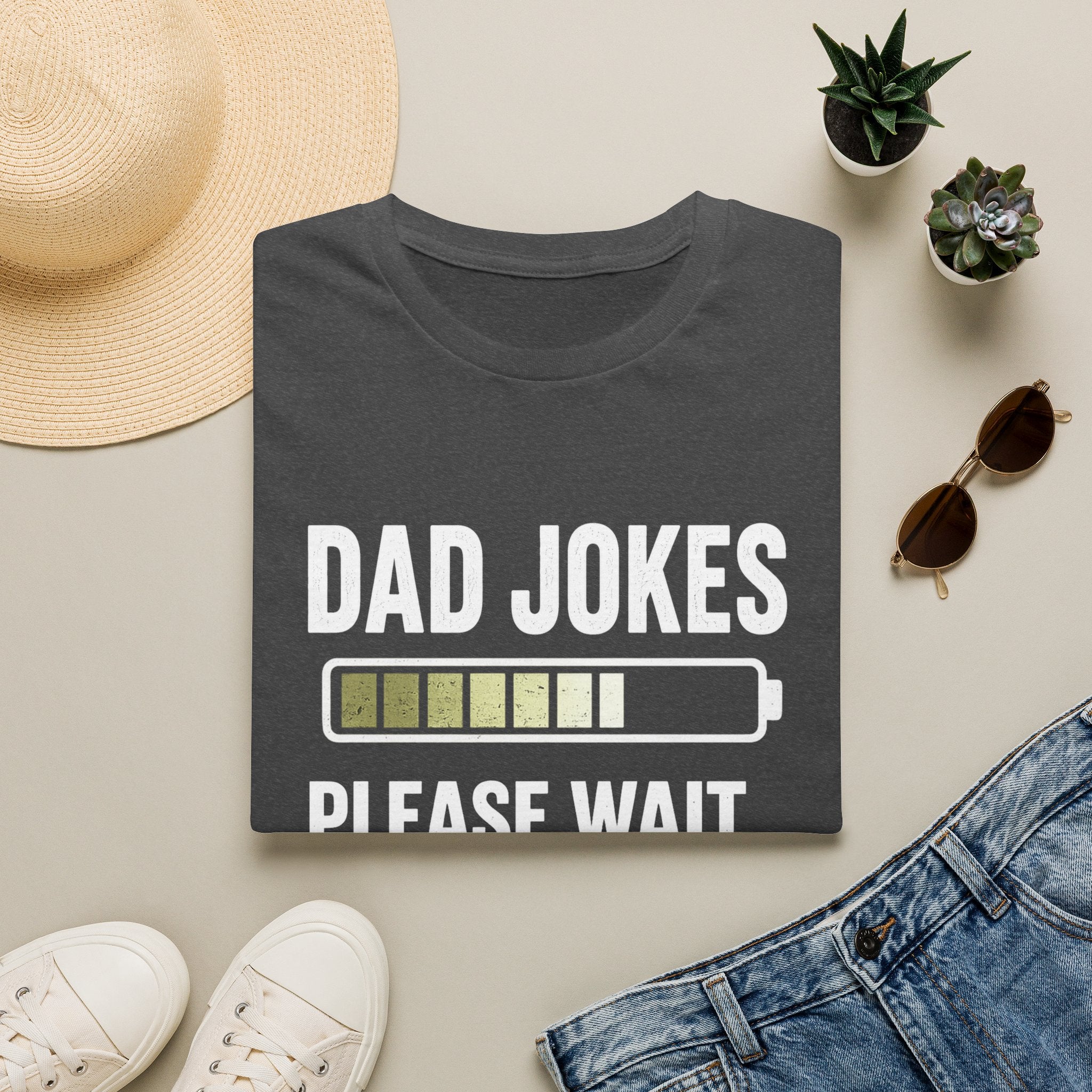 Dad Jokes Please Wait T-Shirt | Loading Battery Graphic Tee