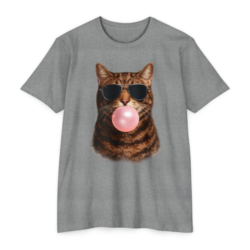 Cat with Sunglasses Blowing Bubble Gum T-Shirt
