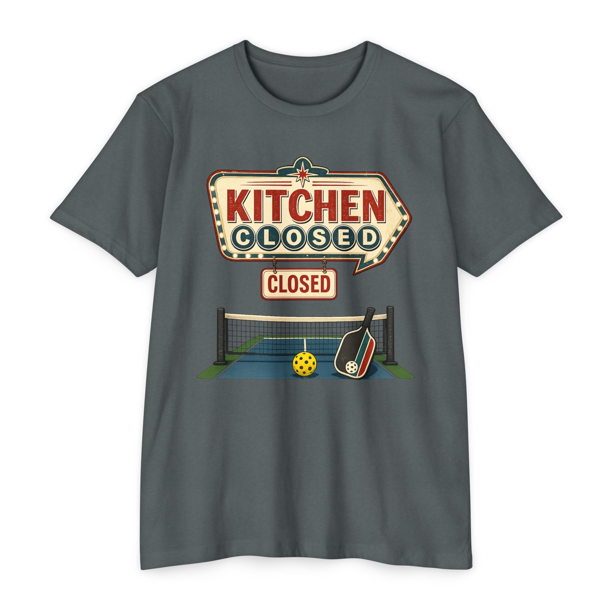 Kitchen Closed Pickleball T-Shirt — Retro Sign Design
