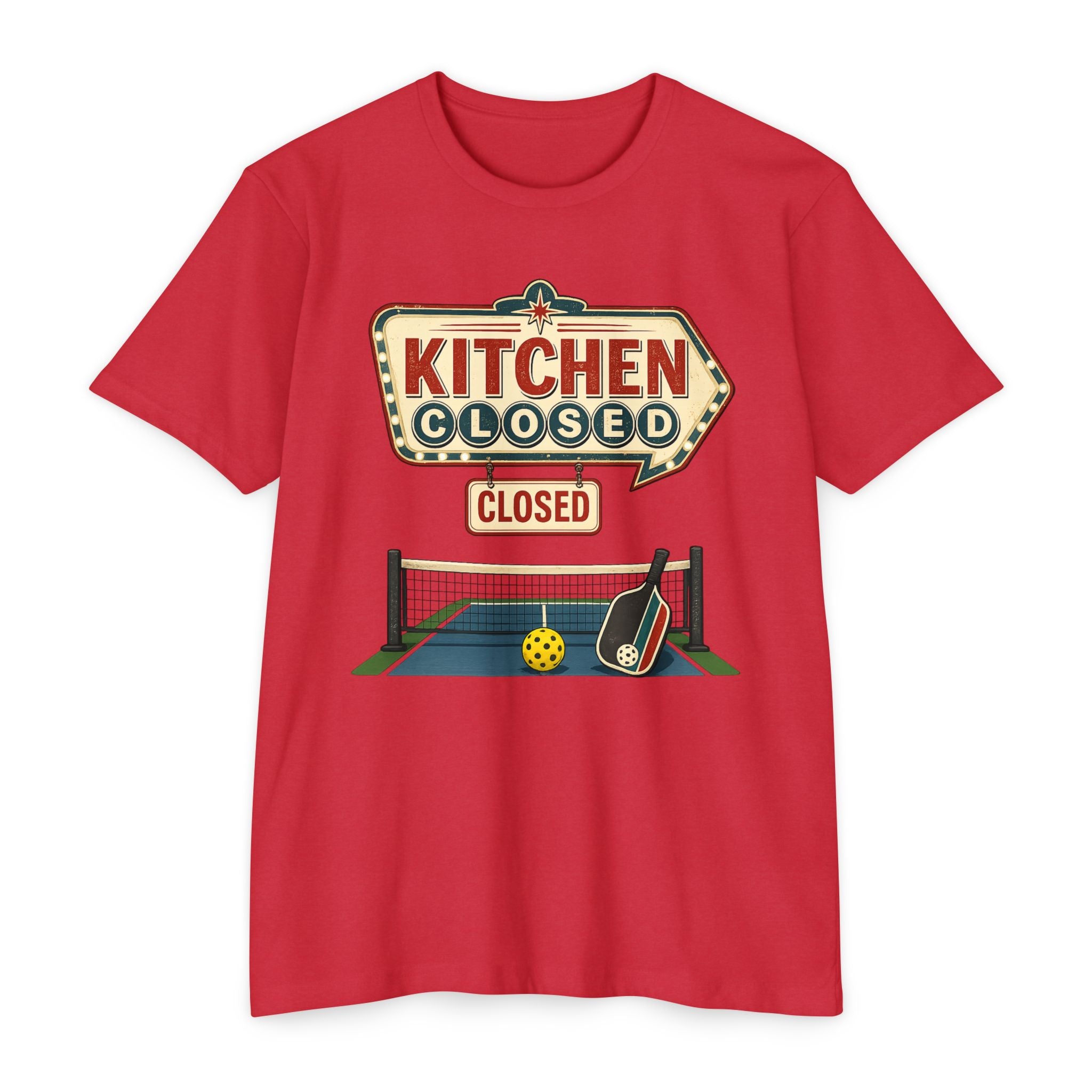 Kitchen Closed Pickleball T-Shirt — Retro Sign Design