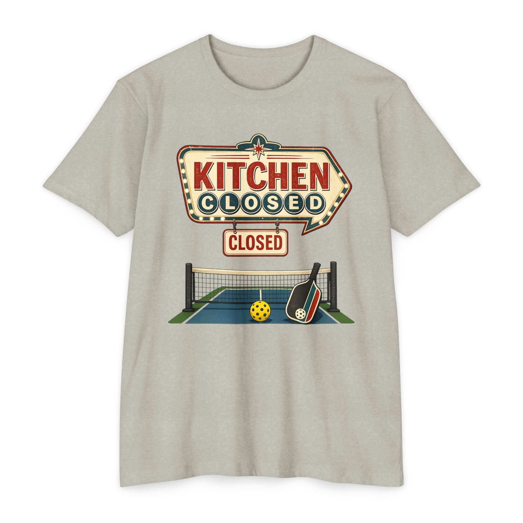 Kitchen Closed Pickleball T-Shirt — Retro Sign Design