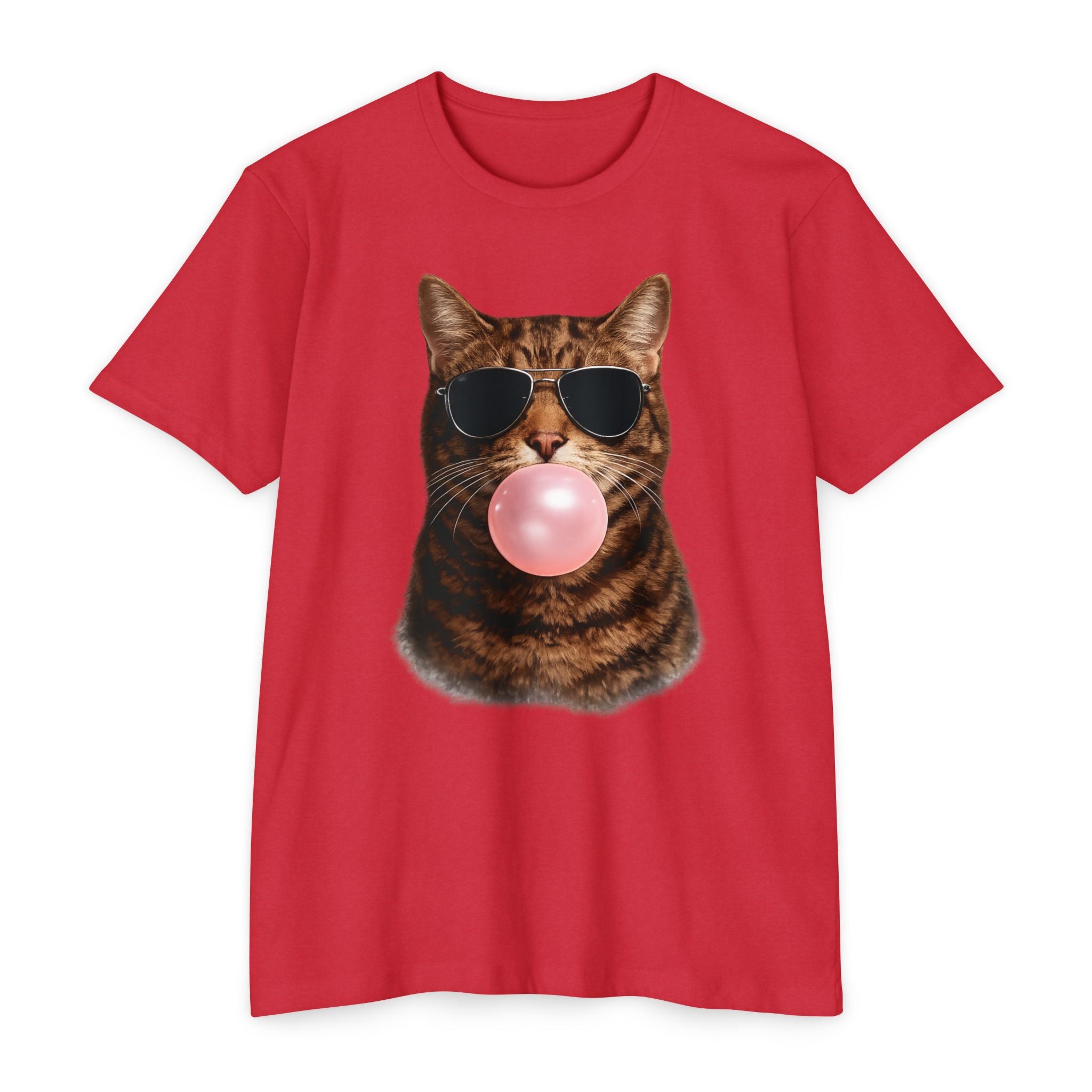 Cat with Sunglasses Blowing Bubble Gum T-Shirt