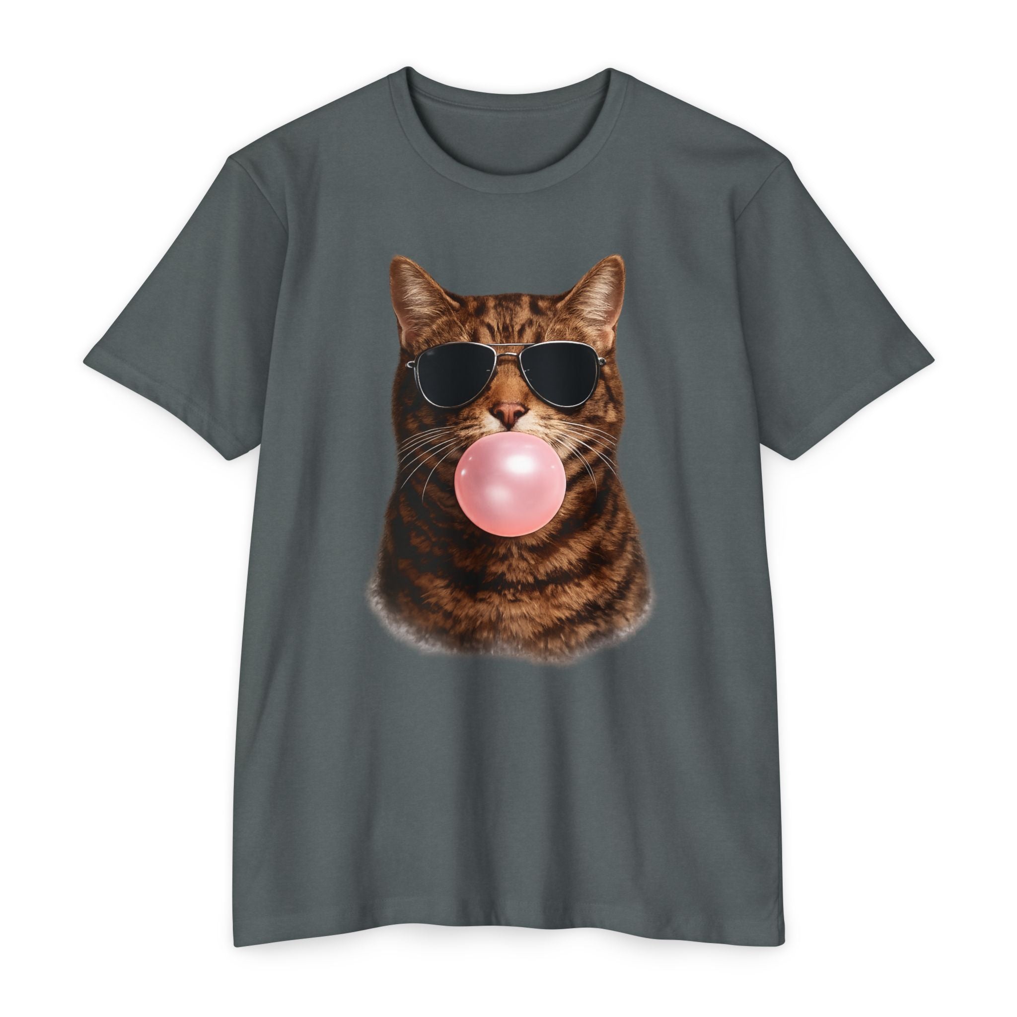 Cat with Sunglasses Blowing Bubble Gum T-Shirt