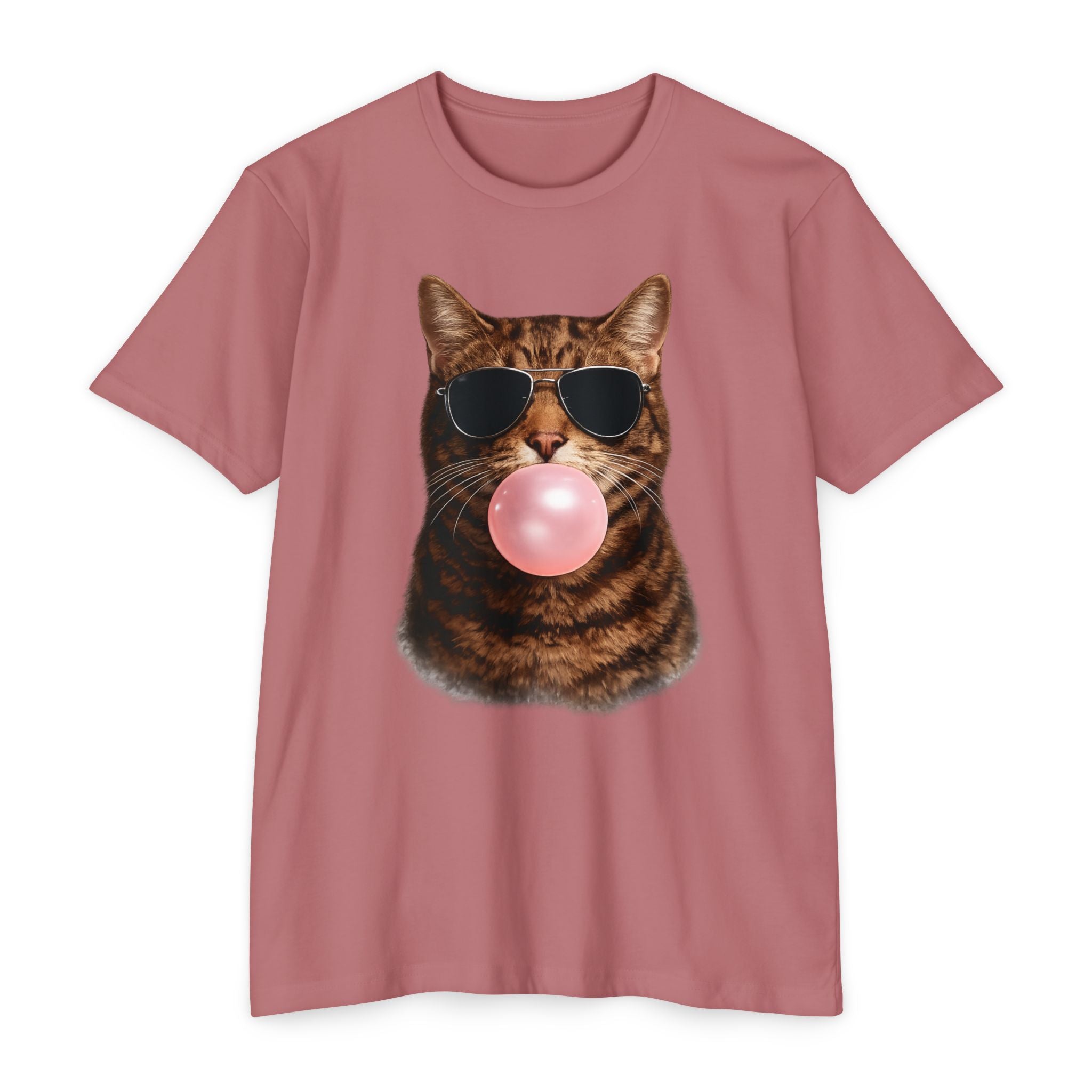 Cat with Sunglasses Blowing Bubble Gum T-Shirt