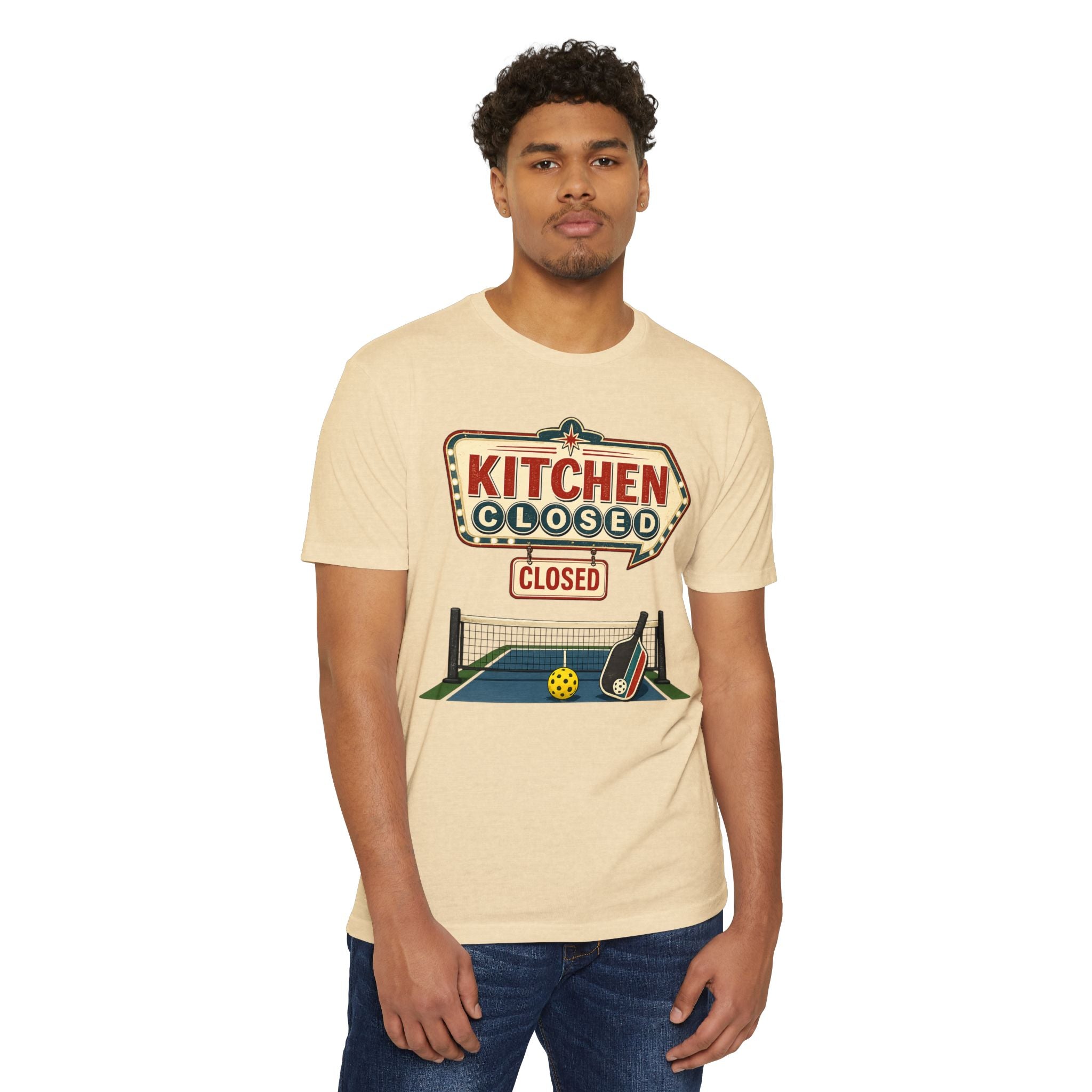 Kitchen Closed Pickleball T-Shirt — Retro Sign Design