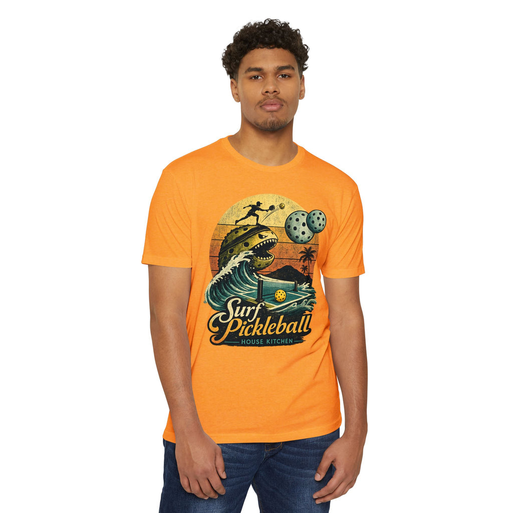 Pickleball Surf T-Shirt — Retro Beach Shark Design