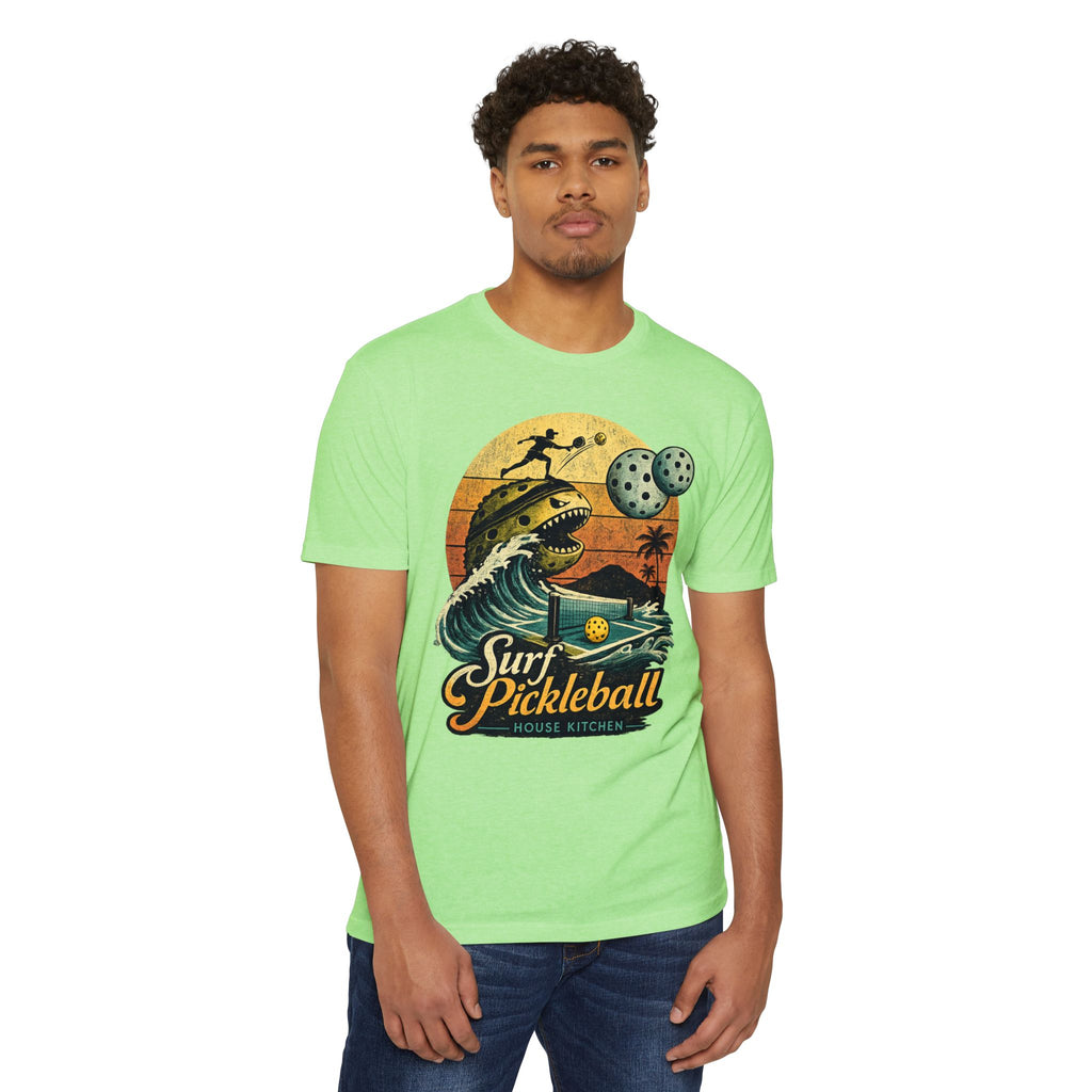Pickleball Surf T-Shirt — Retro Beach Shark Design