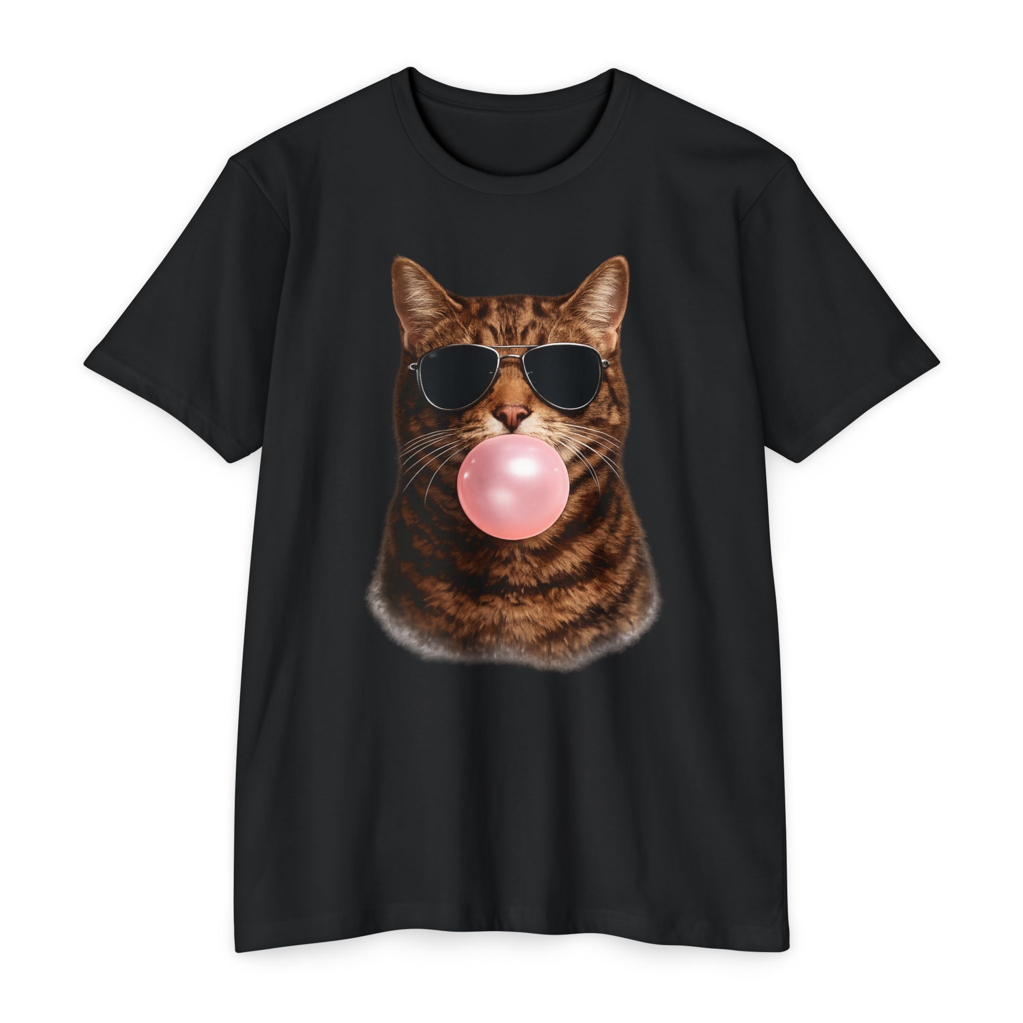 Cat with Sunglasses Blowing Bubble Gum T-Shirt